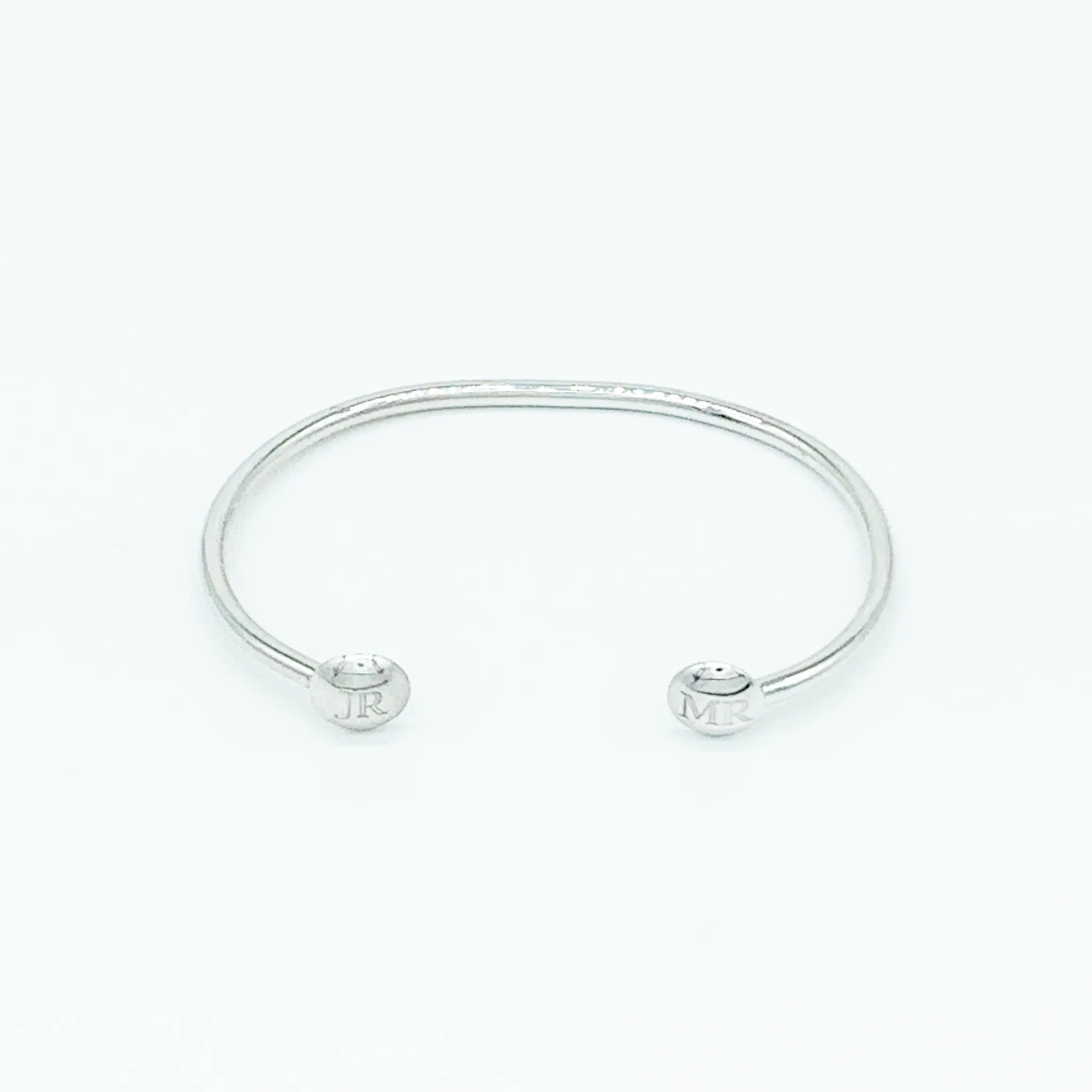 CA Love Custom Initial (Silver-Rhodium white gold) Bangle Bracelet