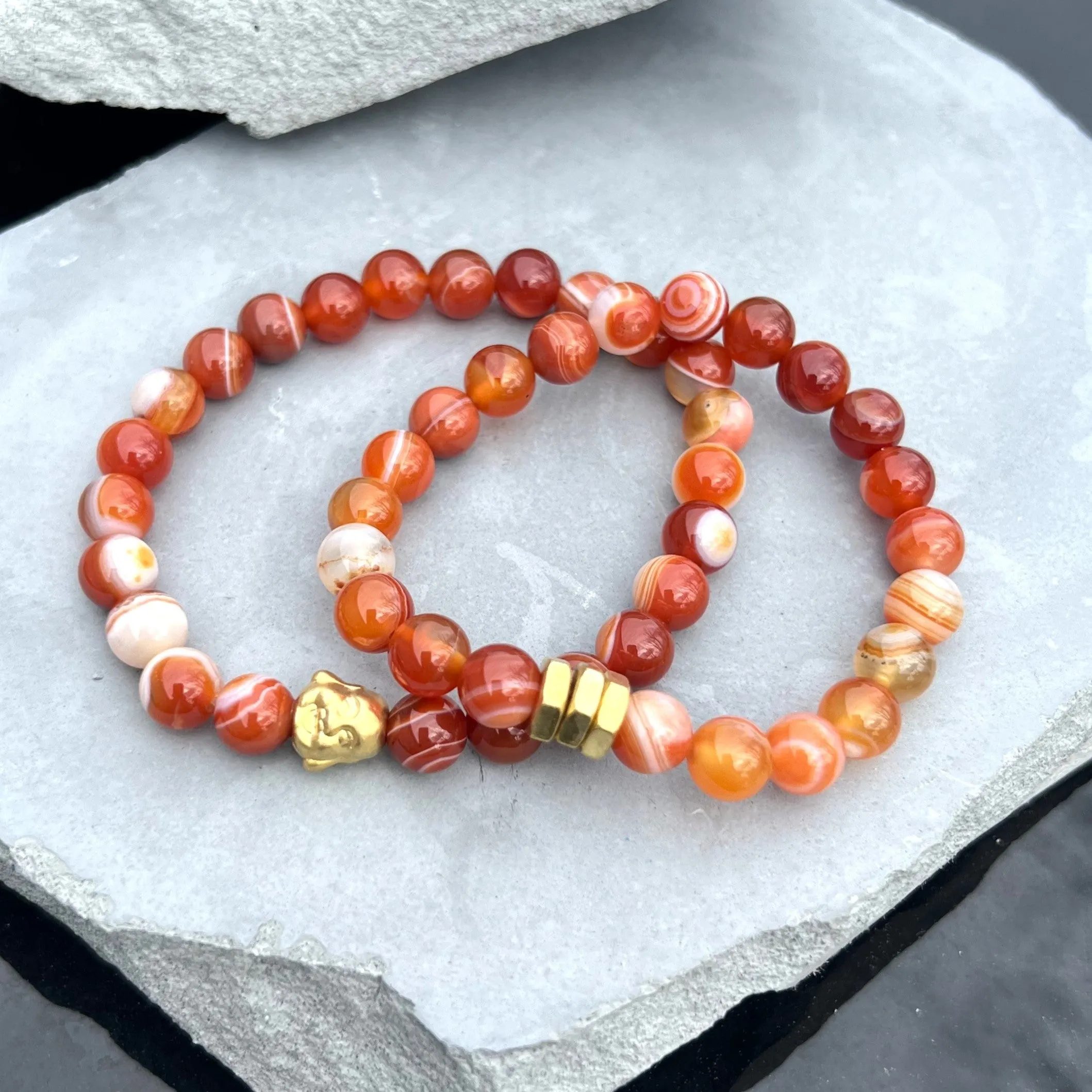 Carnelian 8mm Stone Beaded Bracelet