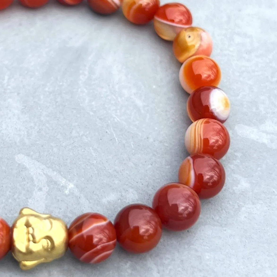 Carnelian 8mm Stone Beaded Bracelet