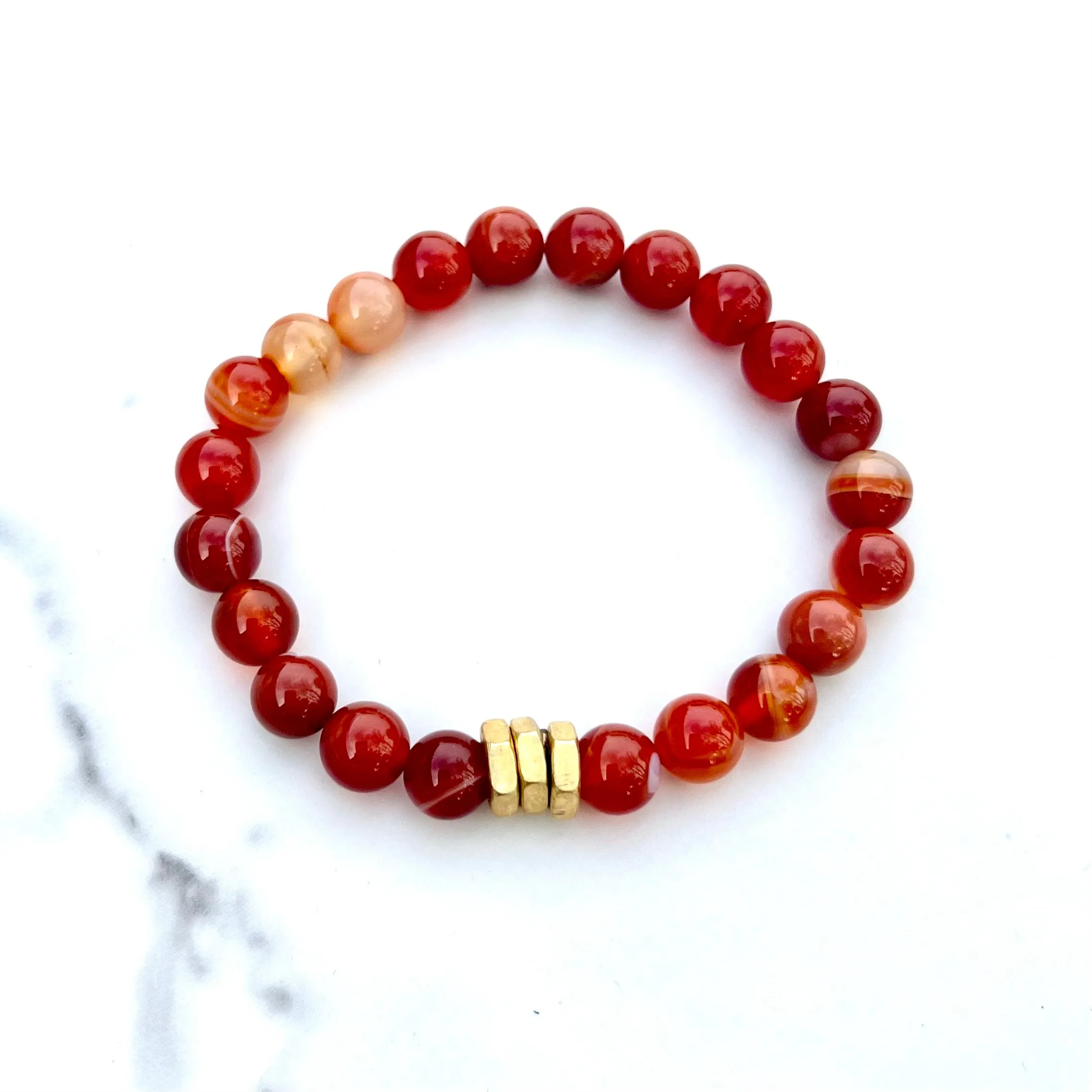 Carnelian 8mm Stone Beaded Bracelet