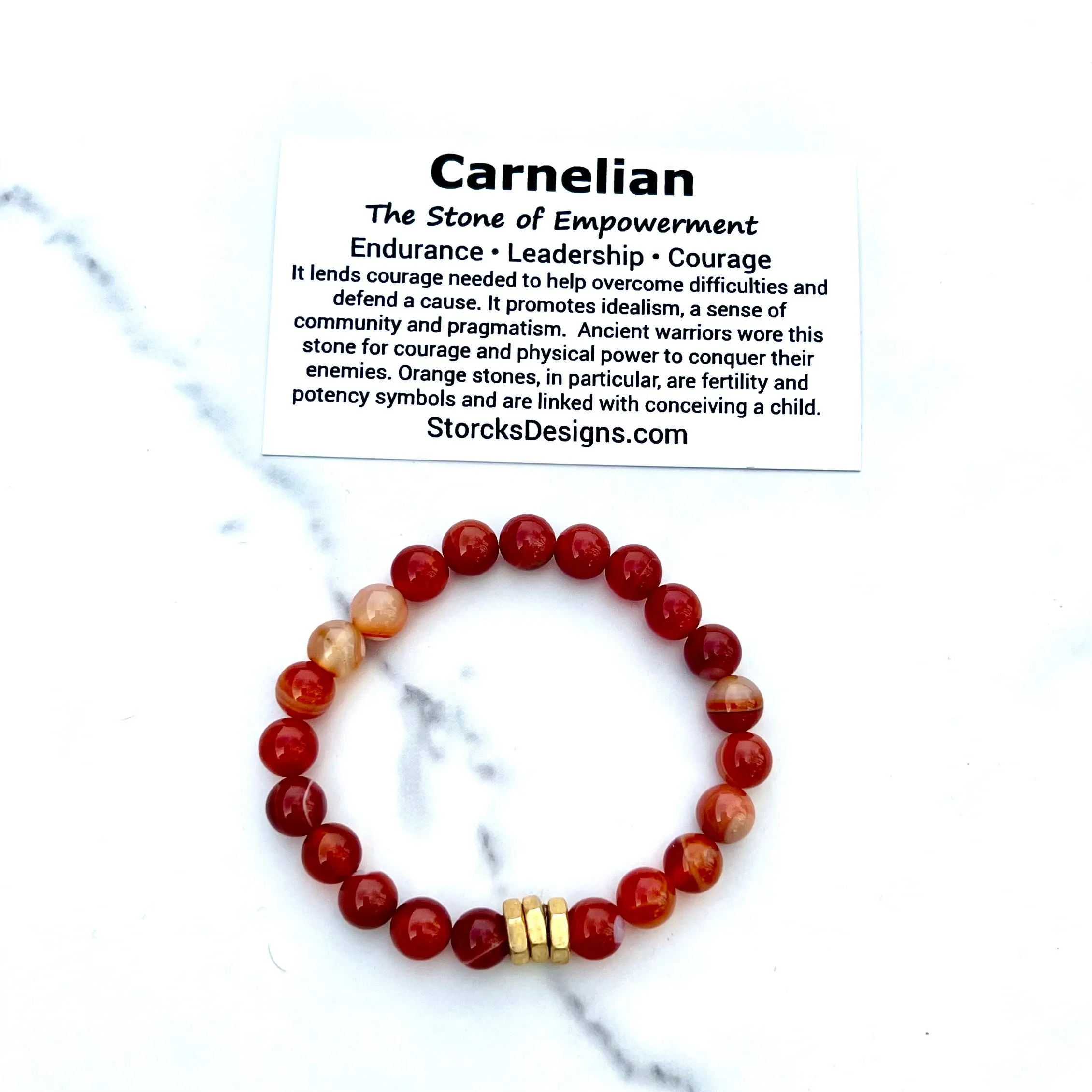 Carnelian 8mm Stone Beaded Bracelet