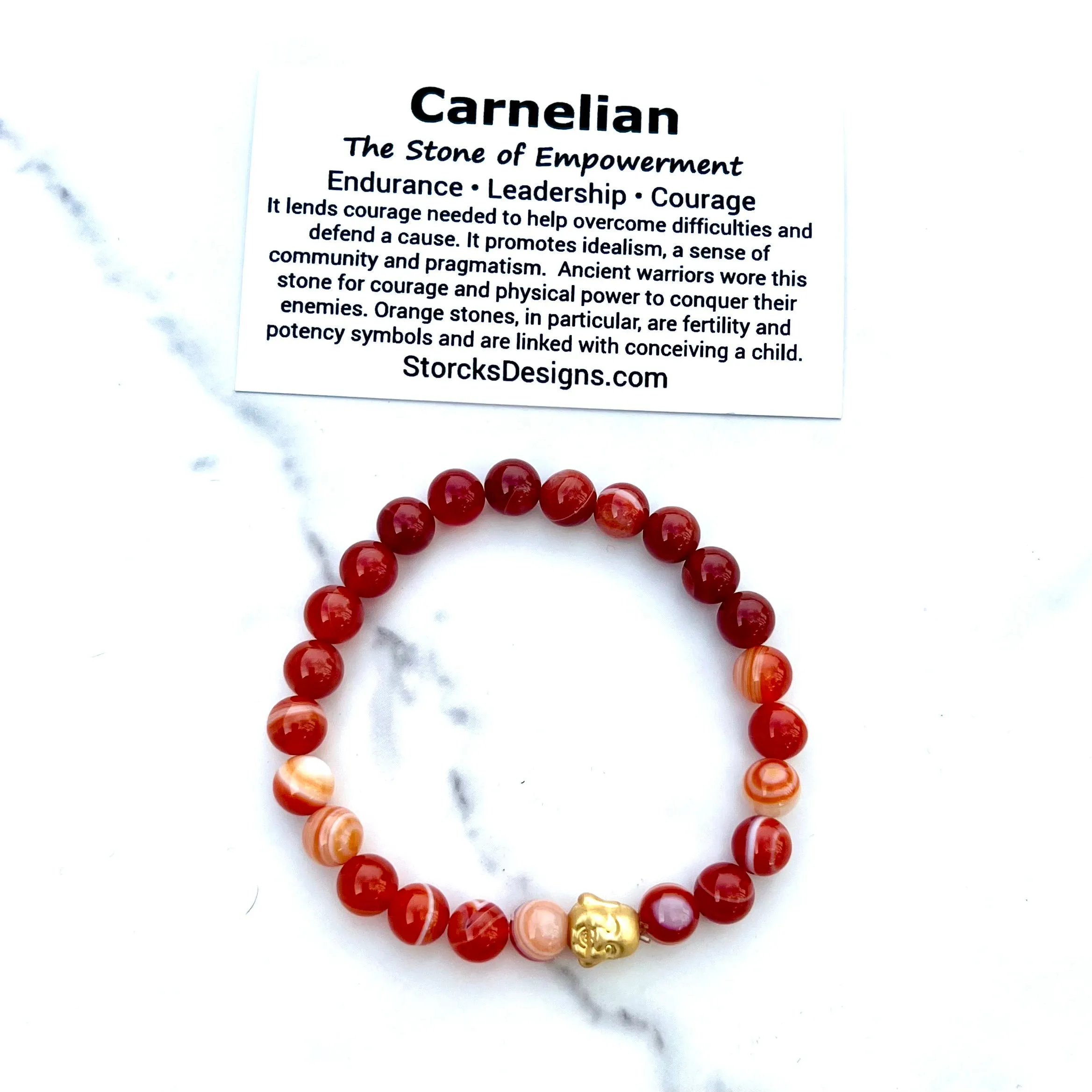 Carnelian 8mm Stone Beaded Bracelet
