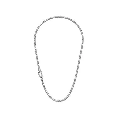 Carved Tubolar White Polished Silver Necklace