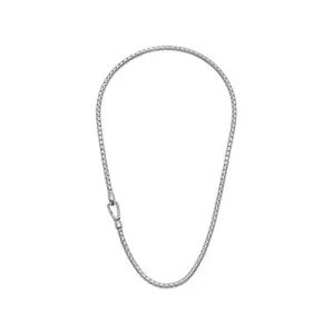 Carved Tubolar White Polished Silver Necklace