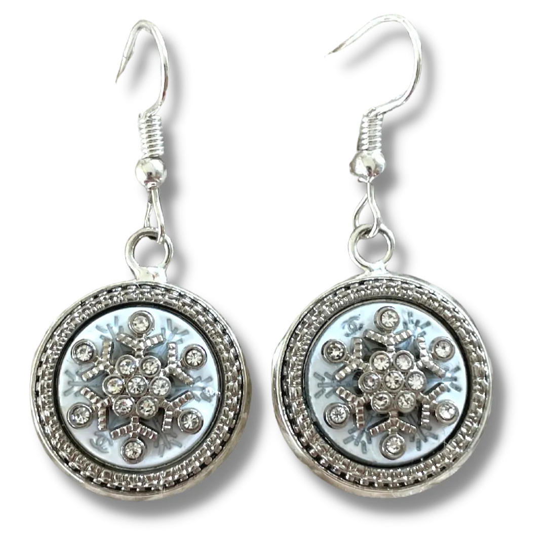 CC Snowflake Drop Earrings- SILVER/WHITE