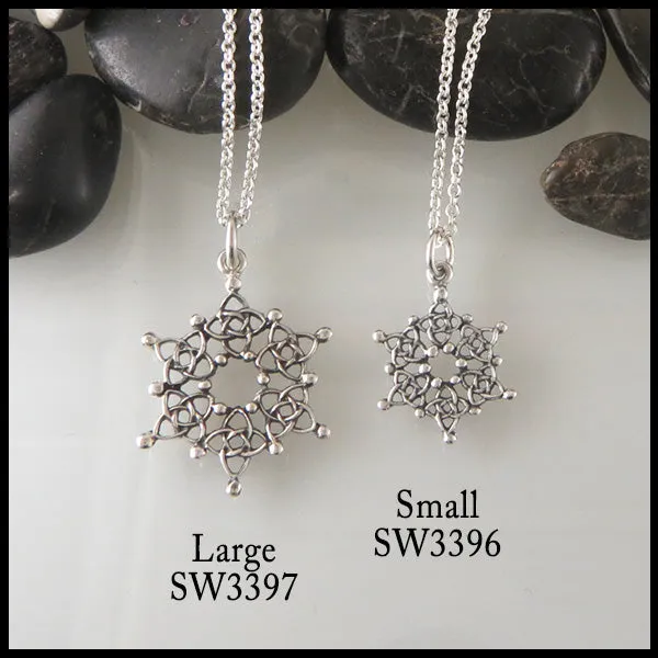 Celtic Starlight Snowflake Pendant in Silver