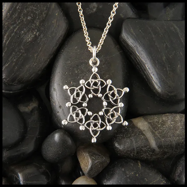 Celtic Starlight Snowflake Pendant in Silver