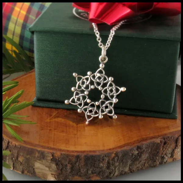 Celtic Starlight Snowflake Pendant in Silver