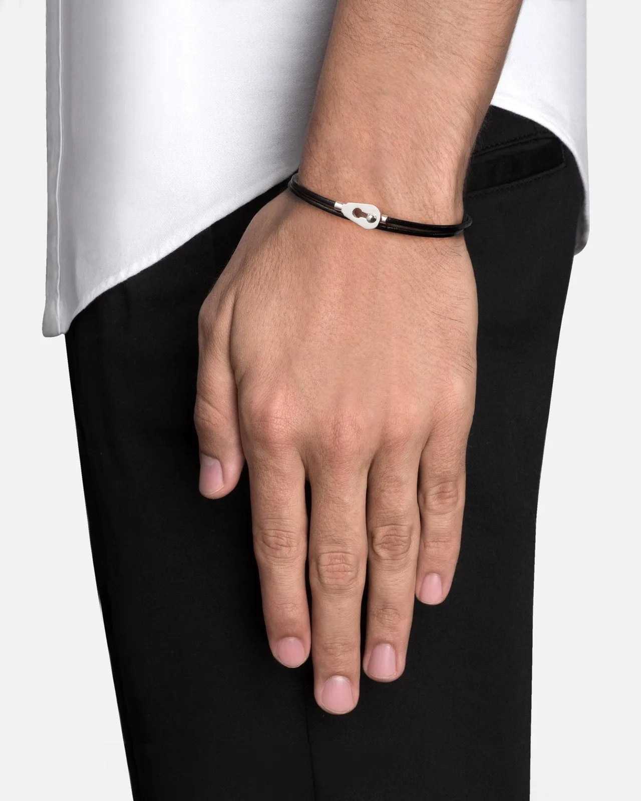 Centra Leather Wrap Bracelet, Sterling Silver
