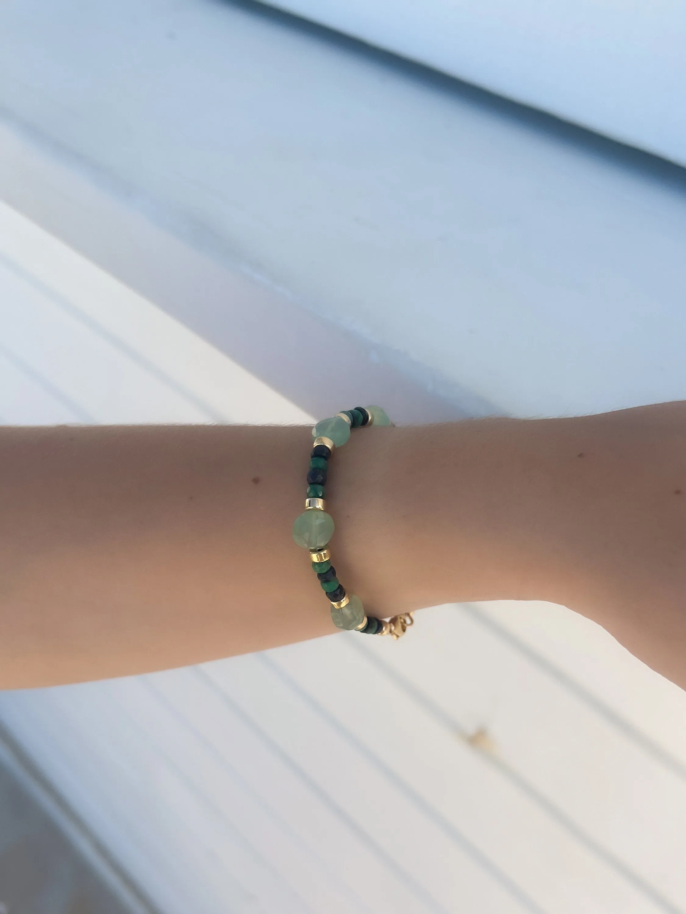 Chalcedony Sapphire and Emerald Bracelet