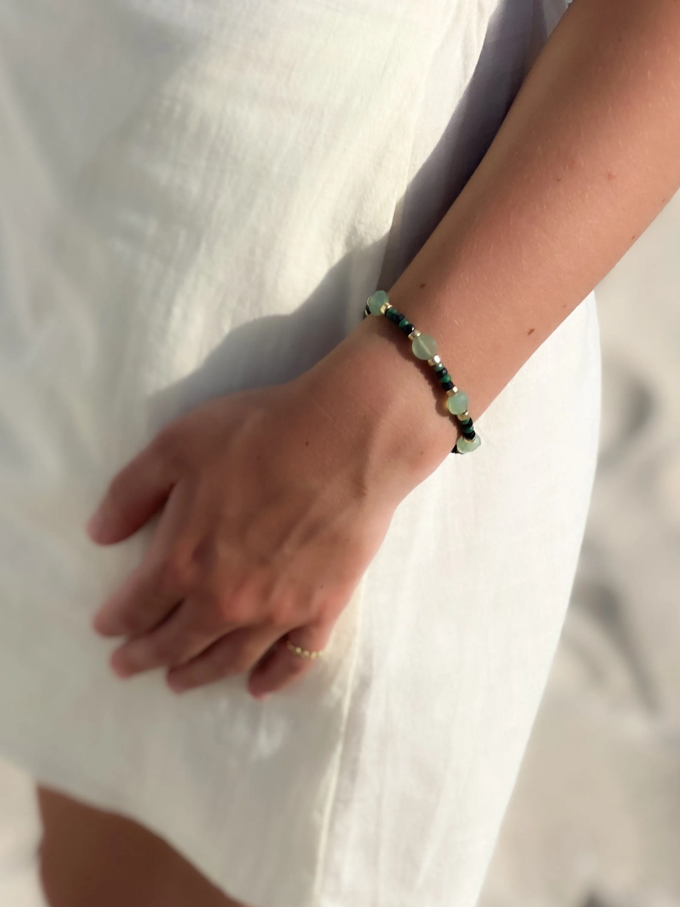 Chalcedony Sapphire and Emerald Bracelet
