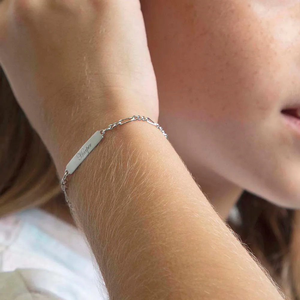 Children's Sterling Silver Figaro ID Bracelet