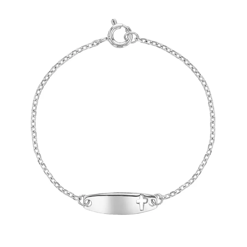 Children's Sterling Silver ID Bracelet with Cross