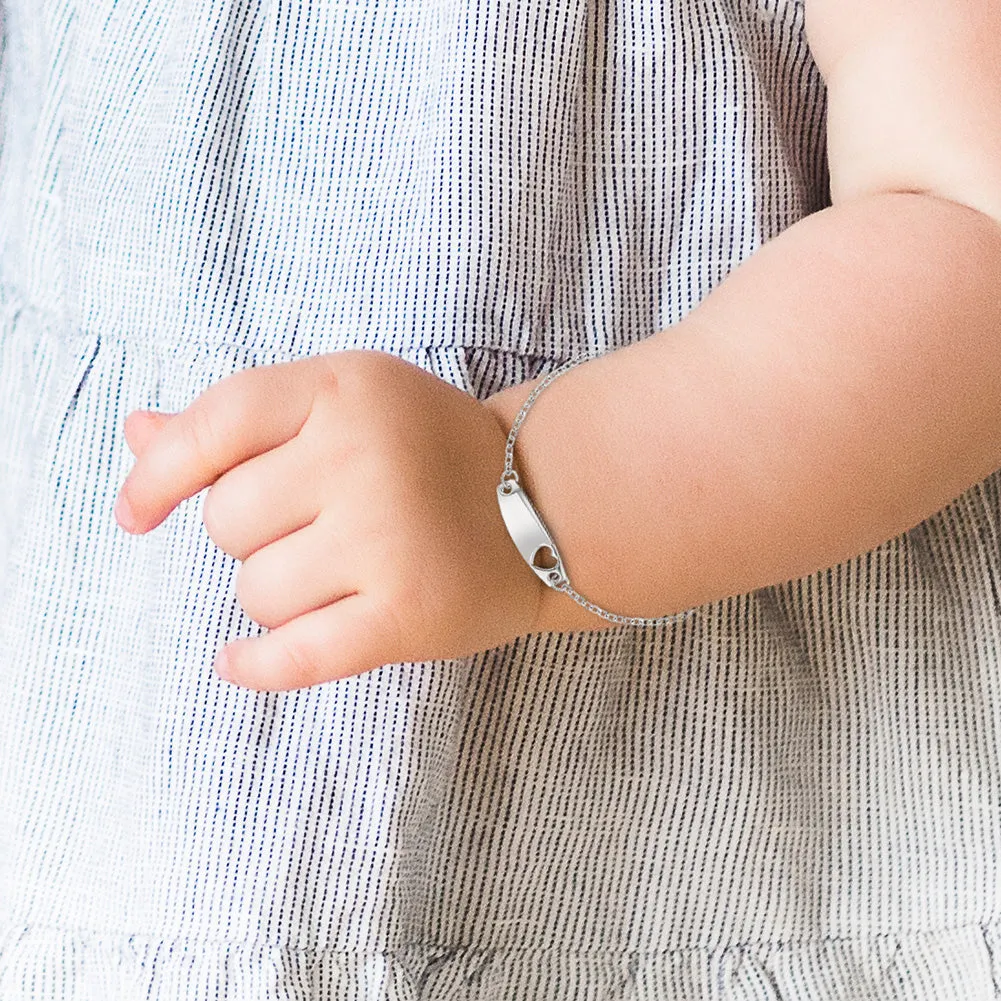 Children's Sterling Silver ID Bracelet with Heart