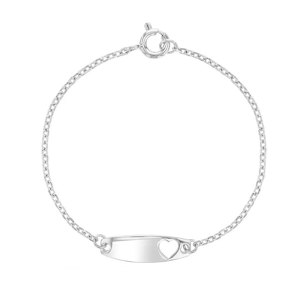 Children's Sterling Silver ID Bracelet with Heart