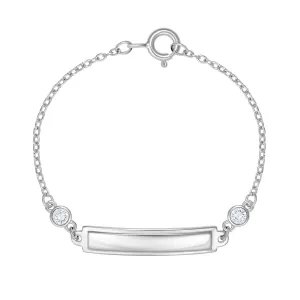 Children's Sterling Silver ID Bracelet with Sparkling Cubic Zirconia