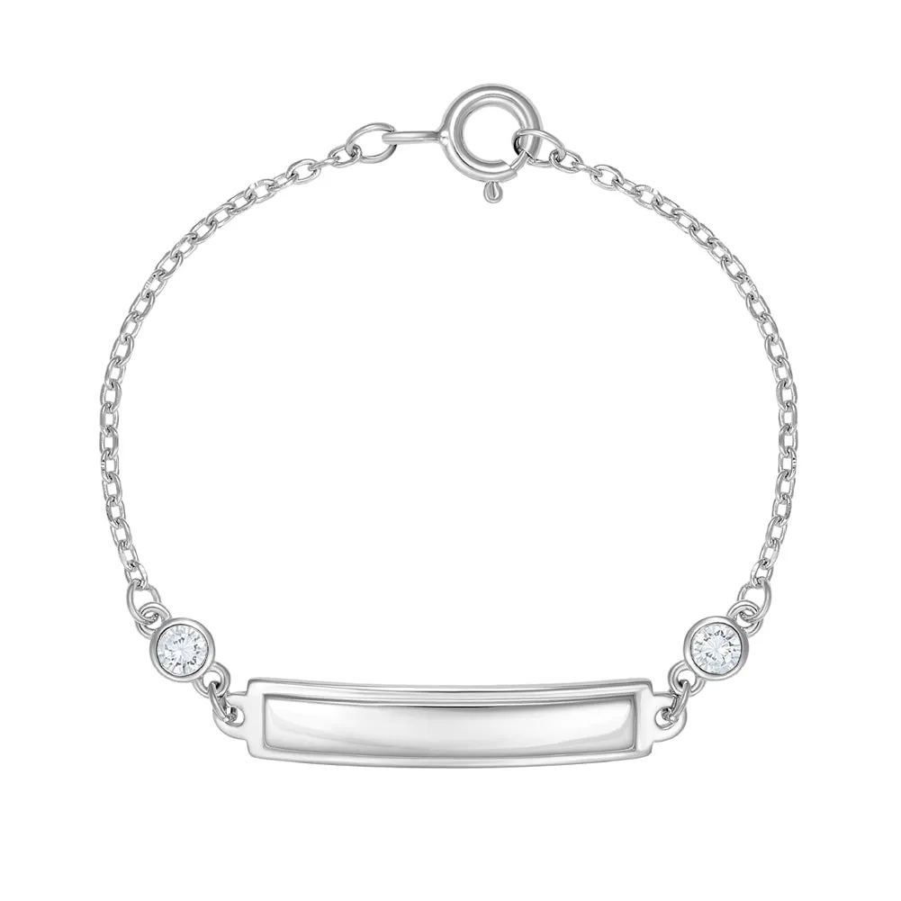 Children's Sterling Silver ID Bracelet with Sparkling Cubic Zirconia