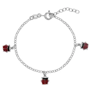Children's Sterling Silver Ladybug Charm Bracelet