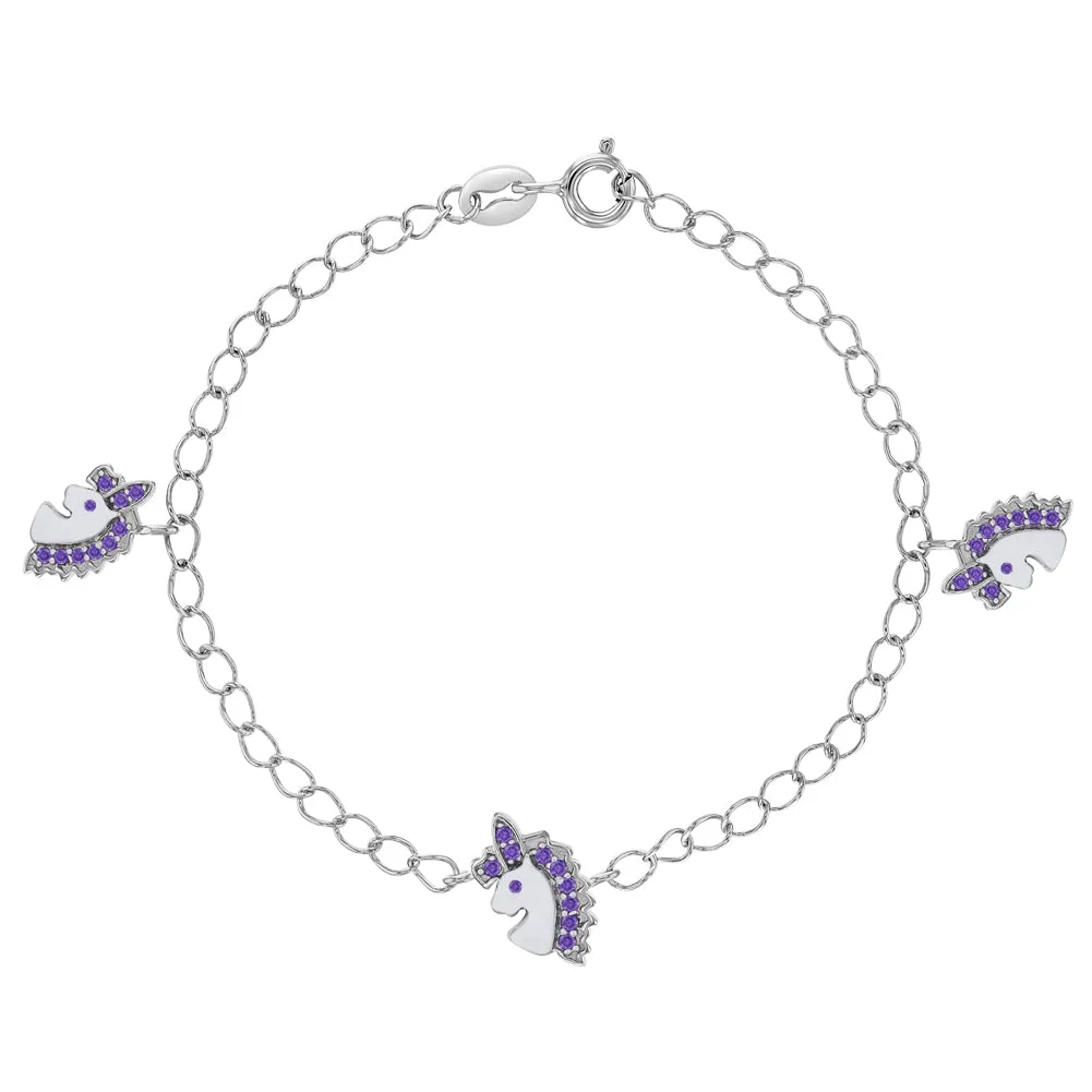 Children's Sterling Silver Unicorn Charm Bracelet