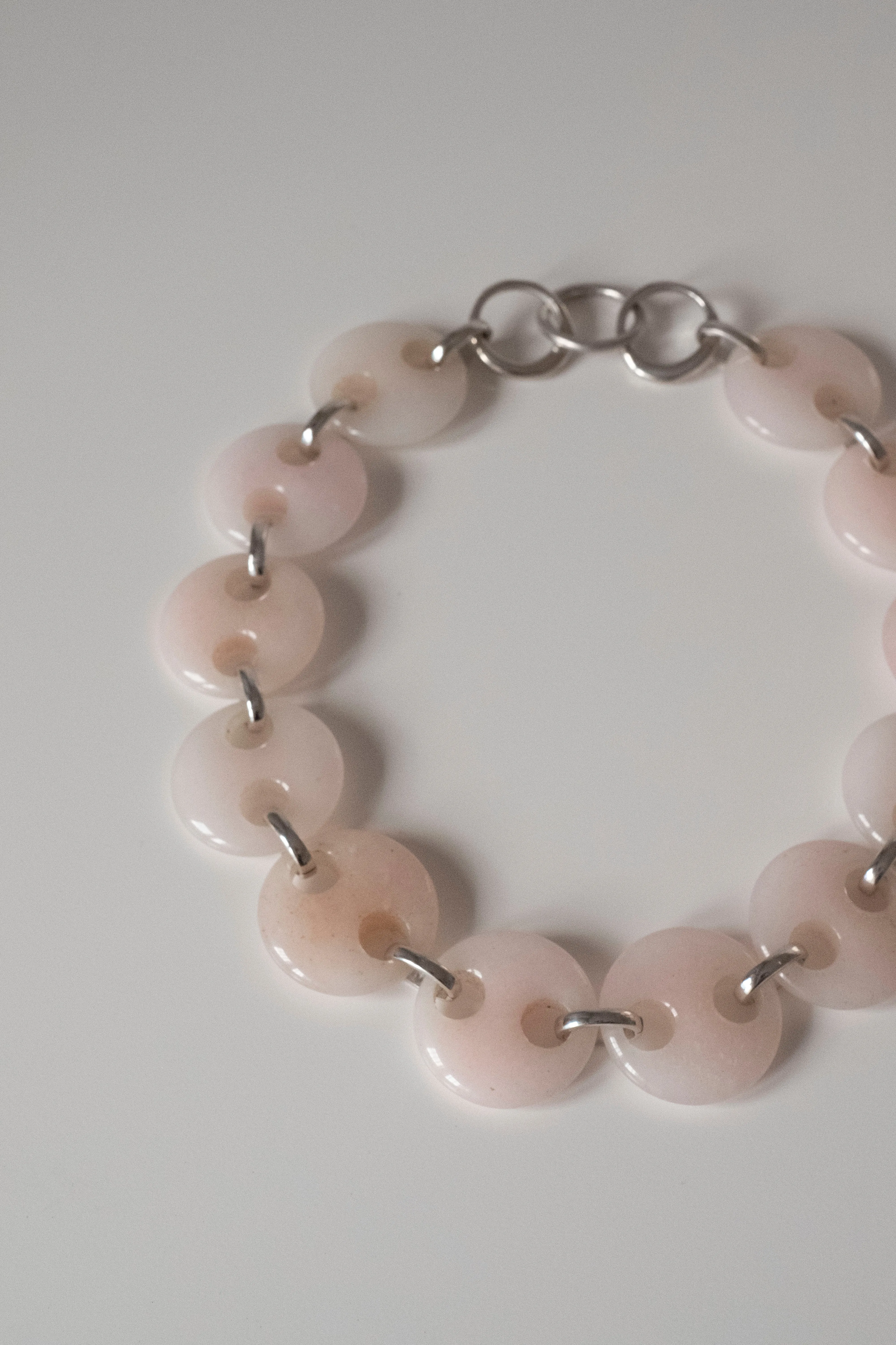 Circle Pink Quartz Link Chain Necklace