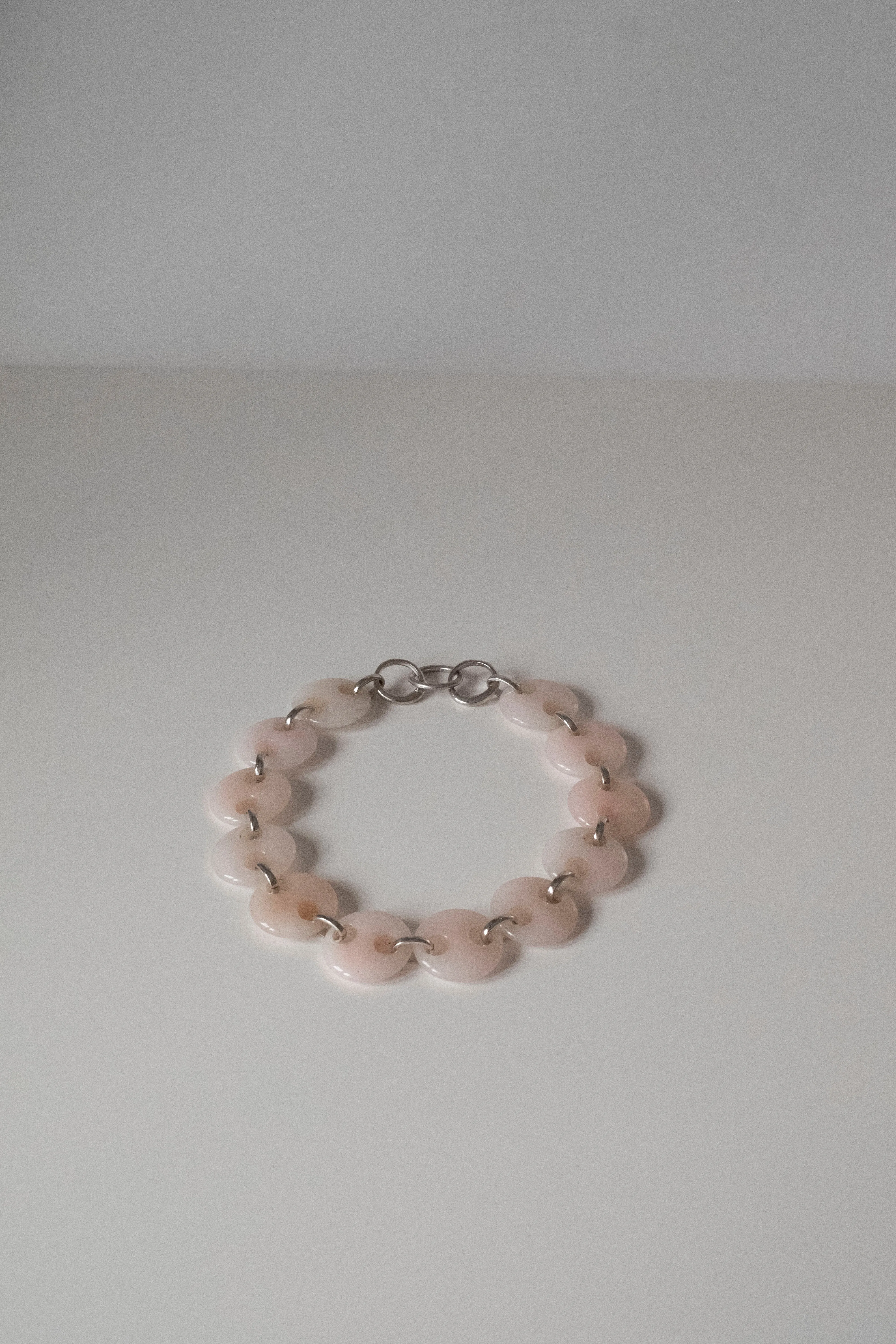 Circle Pink Quartz Link Chain Necklace