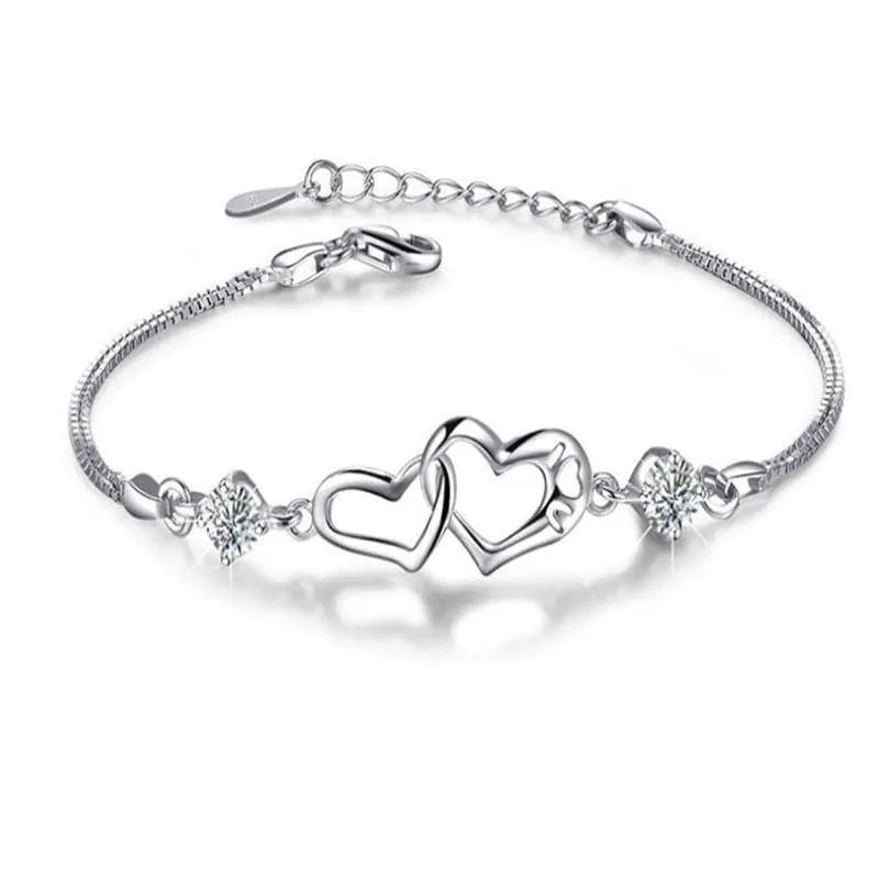 Connected Hearts Bracelet with Diamond