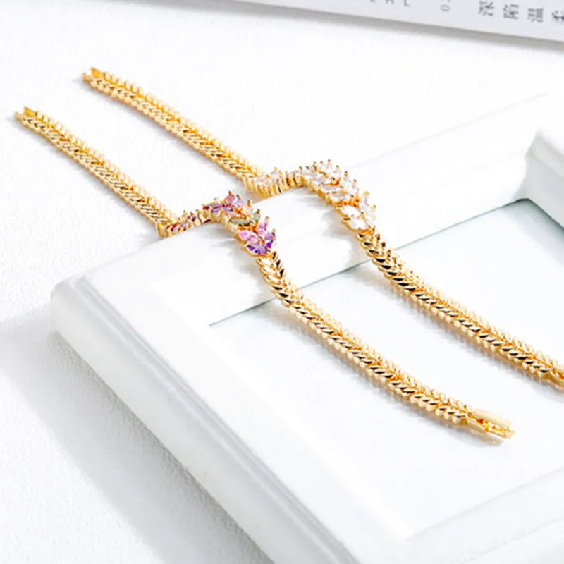 Copper Plated 18K Gold Inlaid Zircon Bracelet