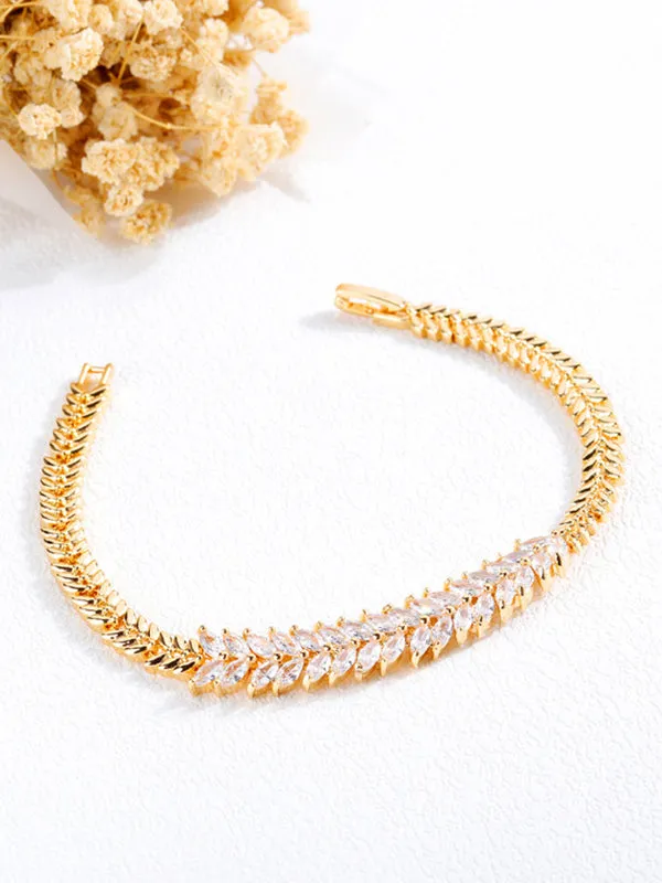 Copper Plated 18K Gold Inlaid Zircon Bracelet