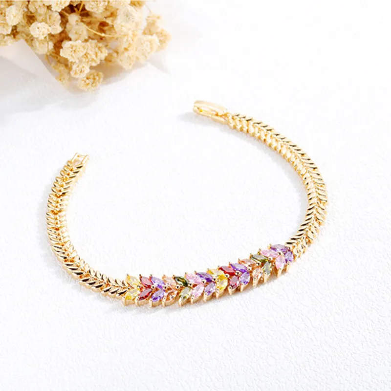 Copper Plated 18K Gold Inlaid Zircon Bracelet