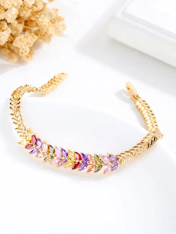 Copper Plated 18K Gold Inlaid Zircon Bracelet
