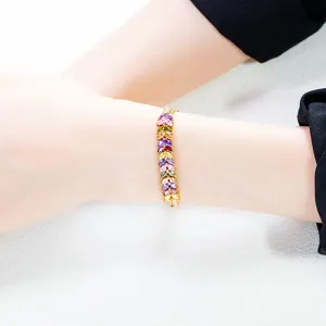Copper Plated 18K Gold Inlaid Zircon Bracelet