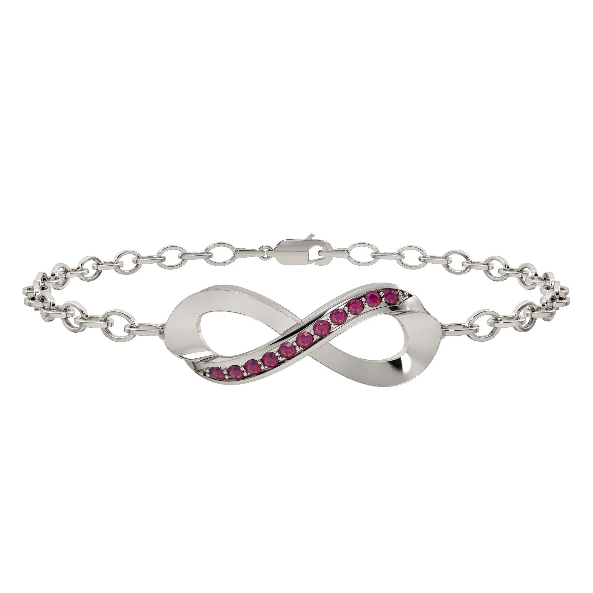 Created Ruby Infinity Bracelet in Sterling Silver