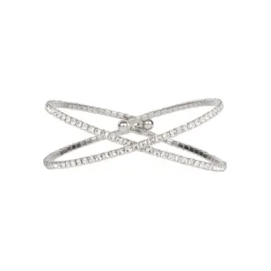Crystal Adjustable Cross Bracelet in Silver