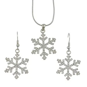 Crystal Snowflake Necklace and Matching Earring Gift Set - XE003NBS