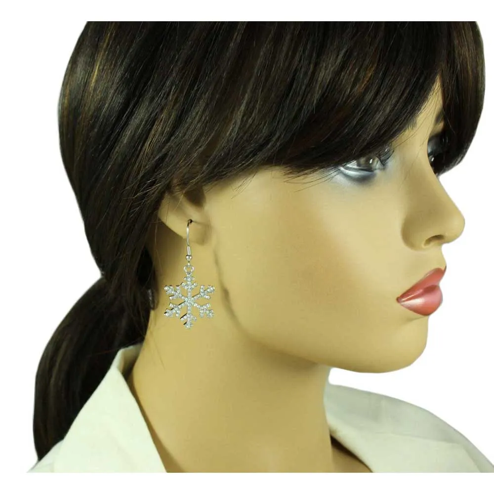 Crystal Snowflake Necklace and Matching Earring Gift Set - XE003NBS