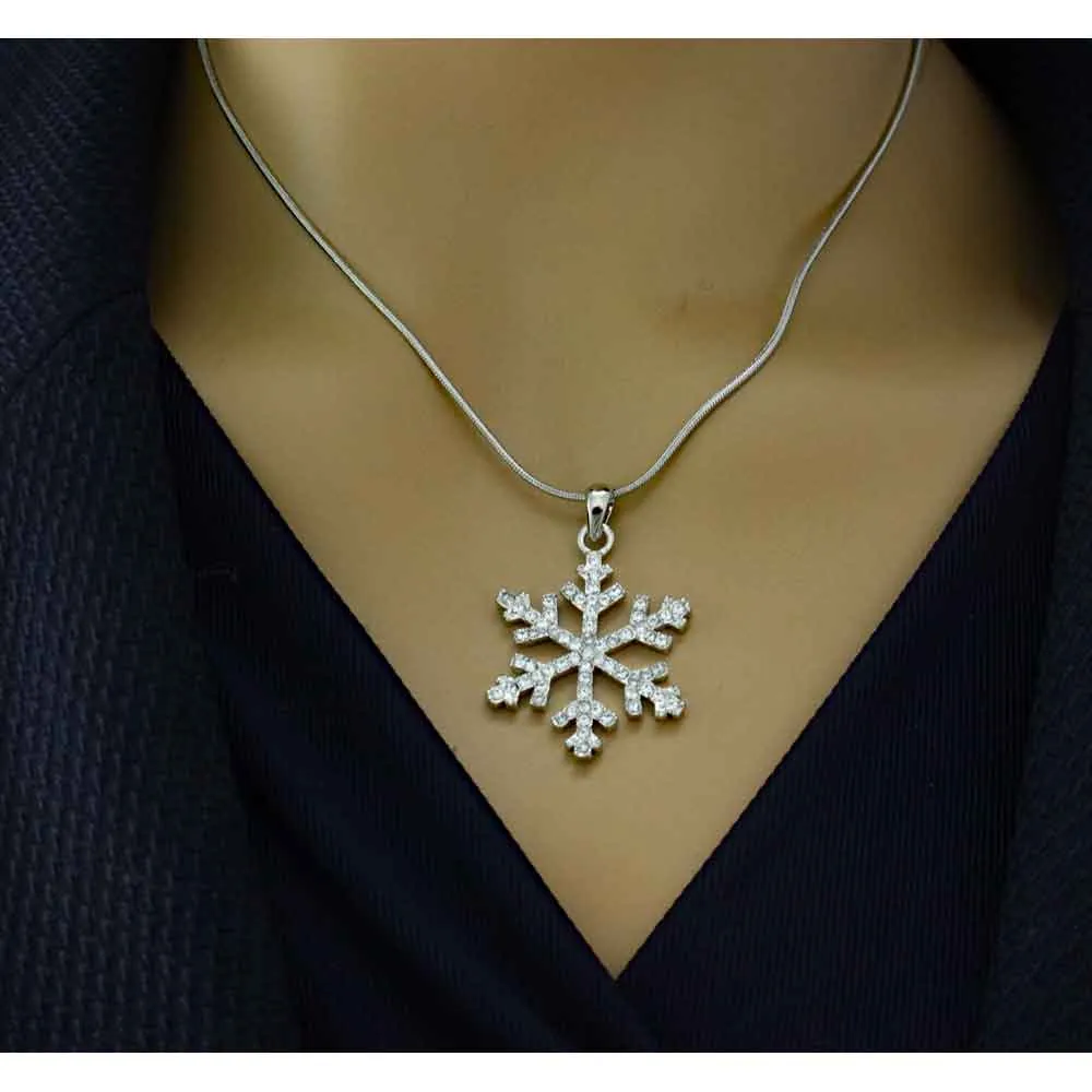 Crystal Snowflake Necklace and Matching Earring Gift Set - XE003NBS