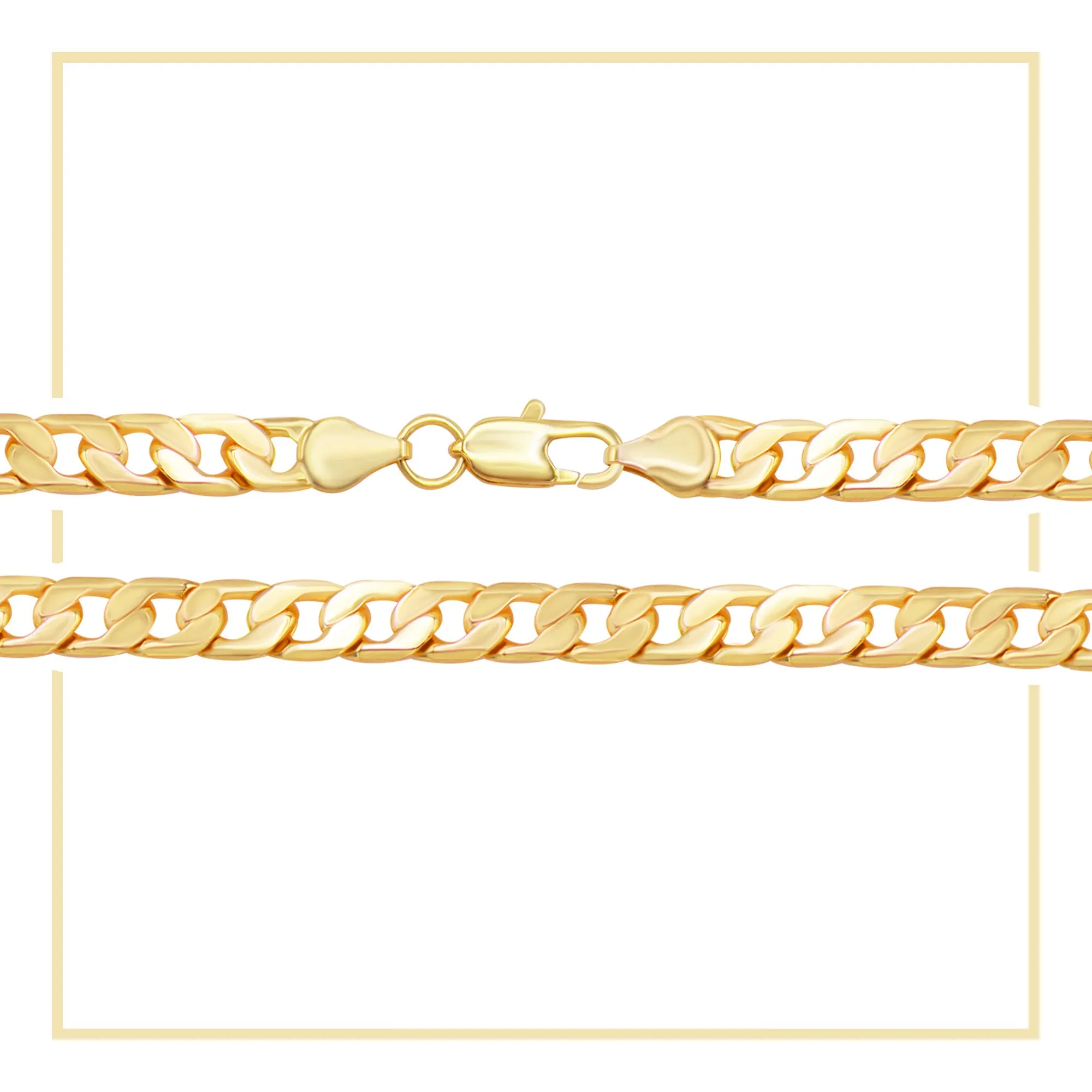 Cuban Link Chain 14K Gold Filled Bracelet 8.5" Lobster Claw Clasp Men Jewelry 6 mm 8 mm
