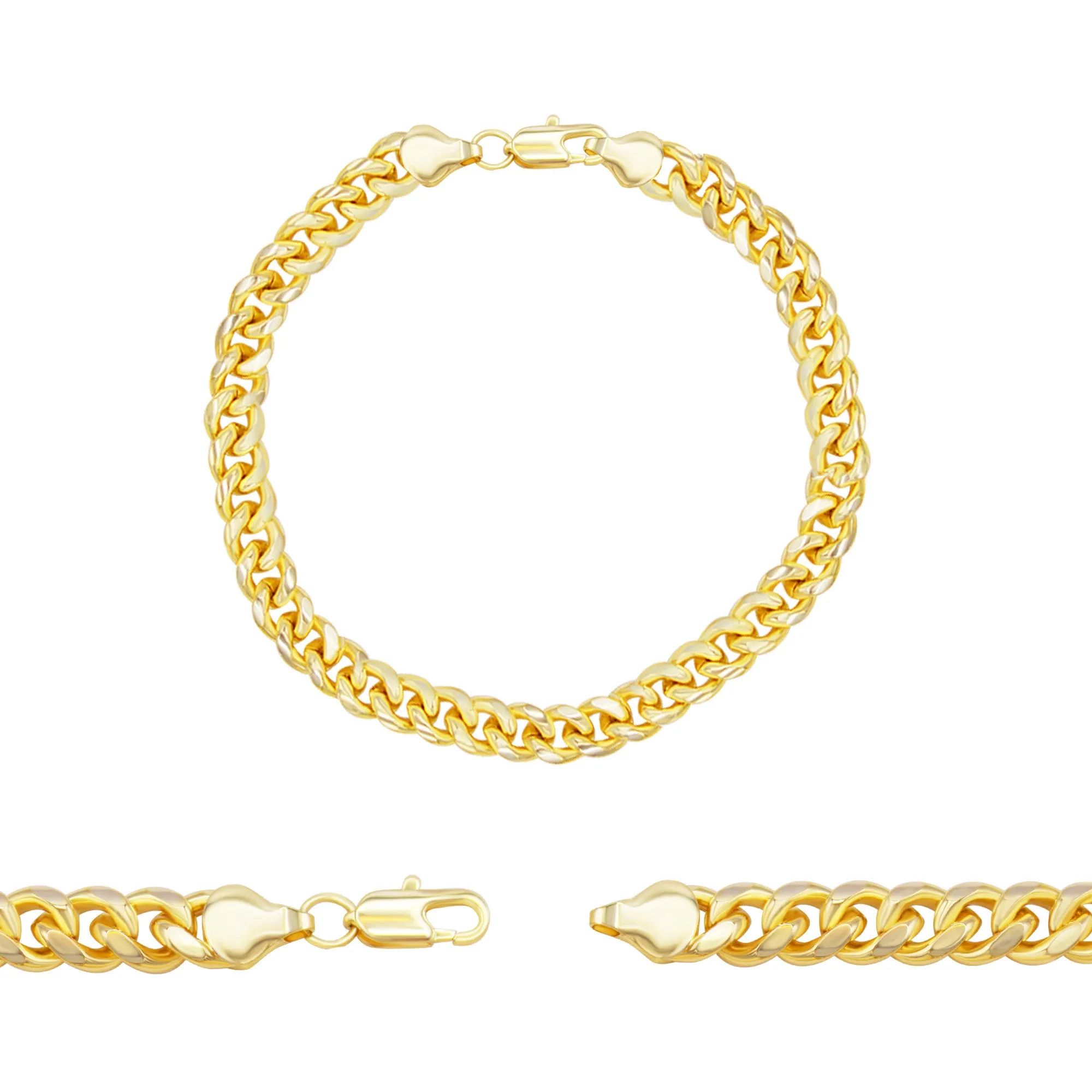 Cuban Link Chain 14K Gold Filled Bracelet 8.5" Lobster Claw Clasp Men Jewelry 6 mm 8 mm