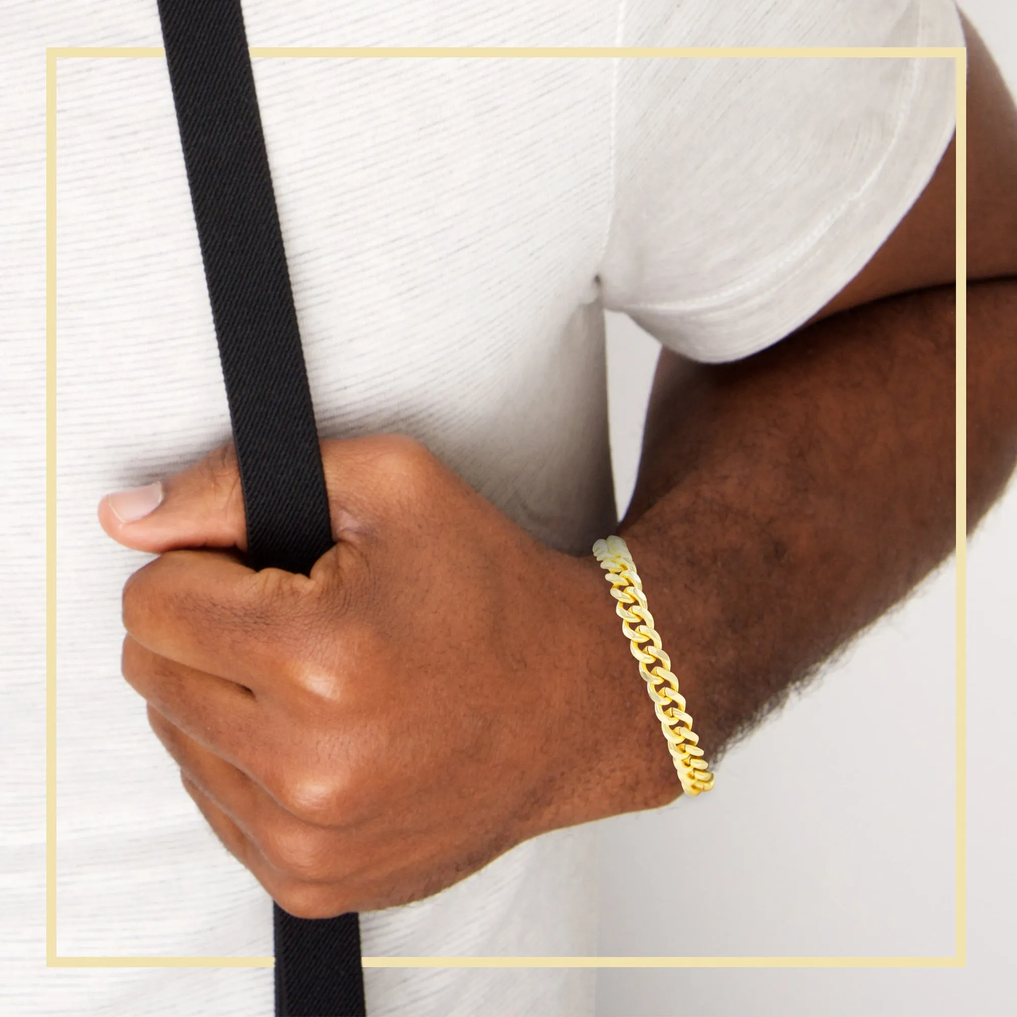 Cuban Link Chain 14K Gold Filled Bracelet 8.5" Lobster Claw Clasp Men Jewelry 6 mm 8 mm