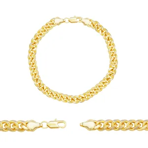 Cuban Link Chain 14K Gold Filled Bracelet 8.5" Lobster Claw Clasp Men Jewelry 6 mm 8 mm
