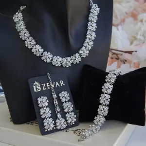 Cubic Zircone Necklace Set With Bracelet