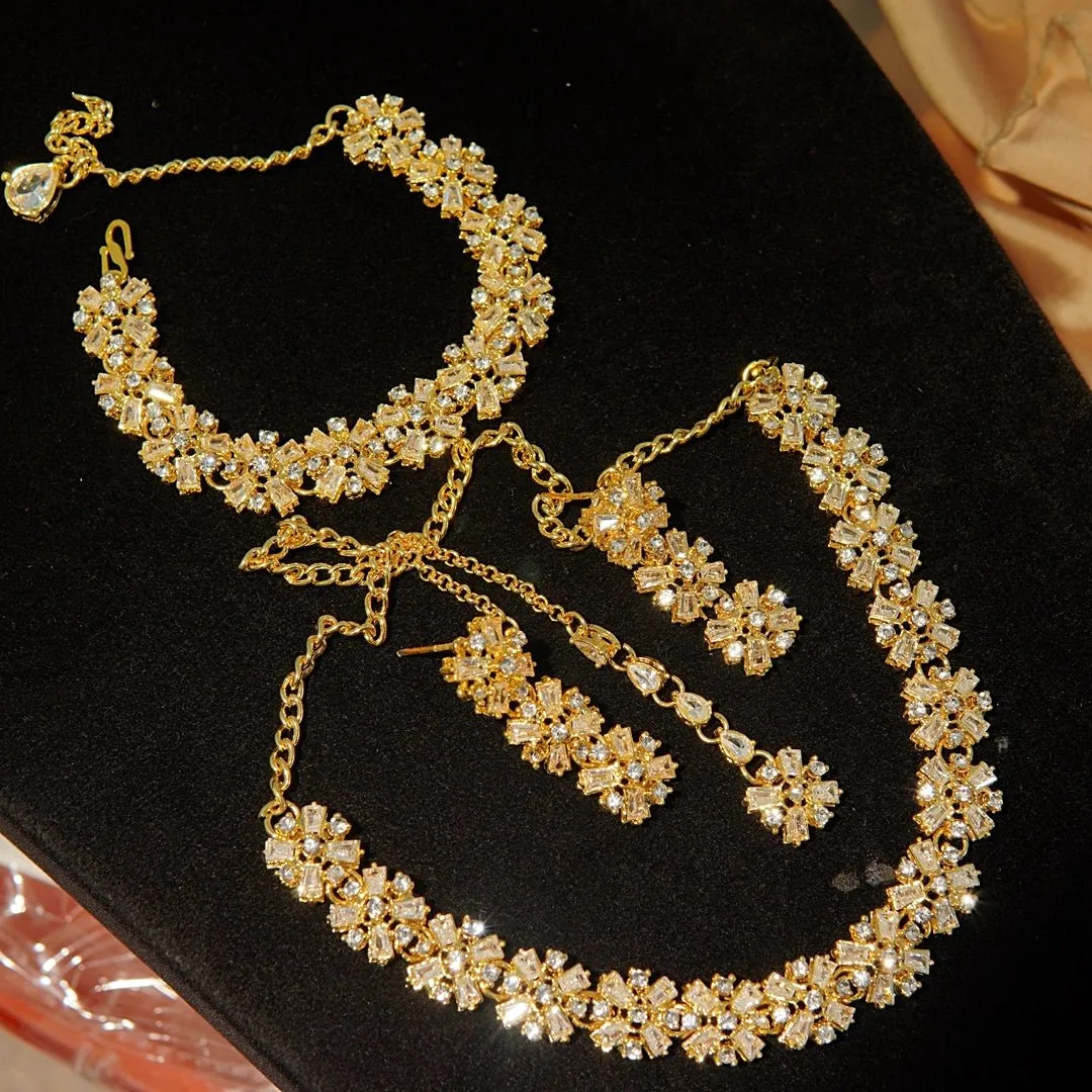 Cubic Zircone Necklace Set With Bracelet