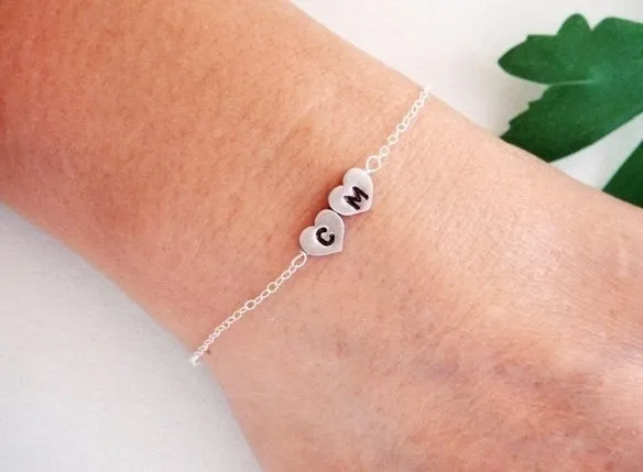 Custom Initial Heart Charm Bracelet