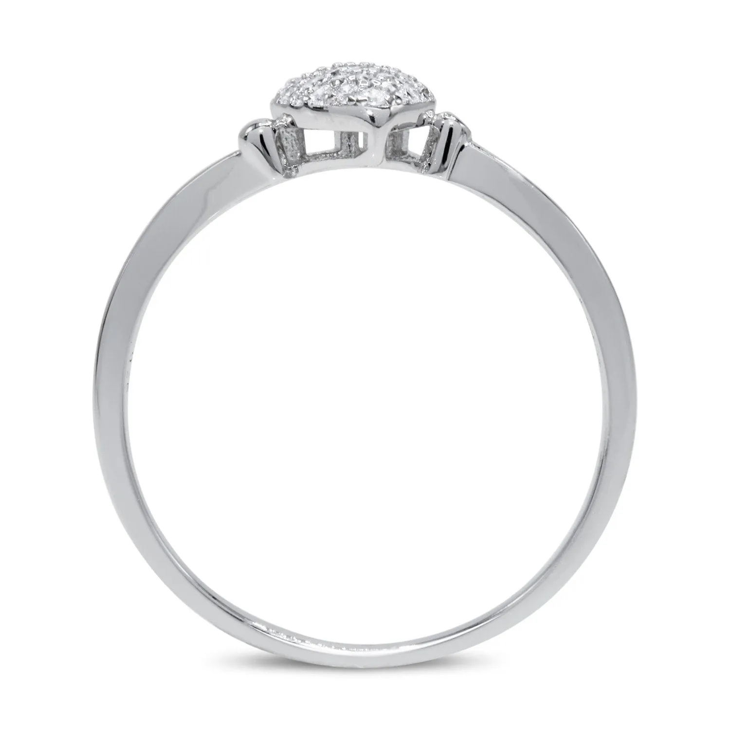 CZ 5mm Sterling Silver Plated Heart Shaped Crossover Halo Engagement Ring