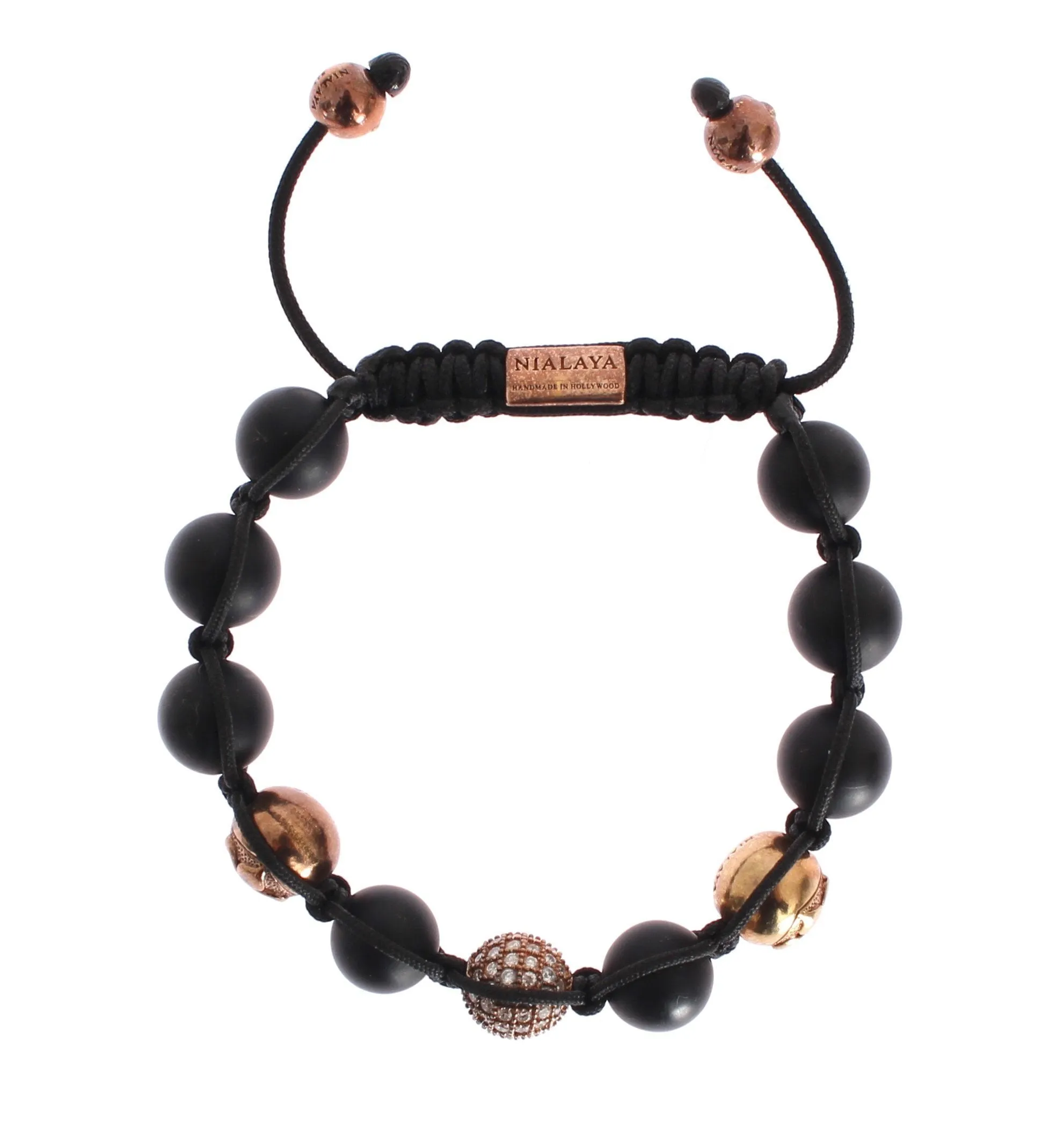 CZ Onyx Pink Gold 925 Bracelet