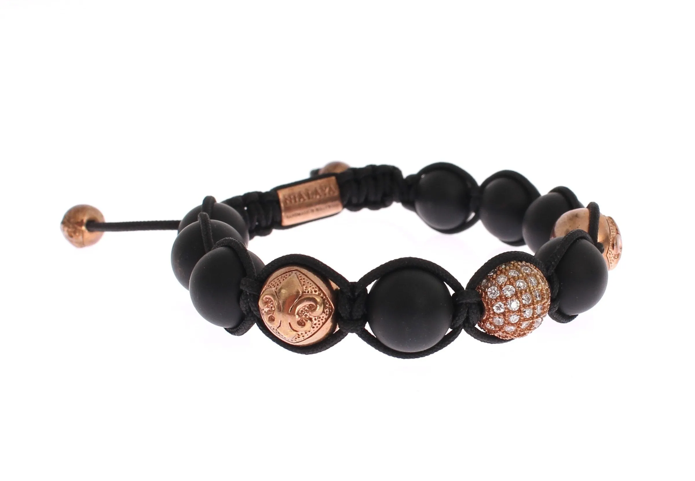 CZ Onyx Pink Gold 925 Bracelet