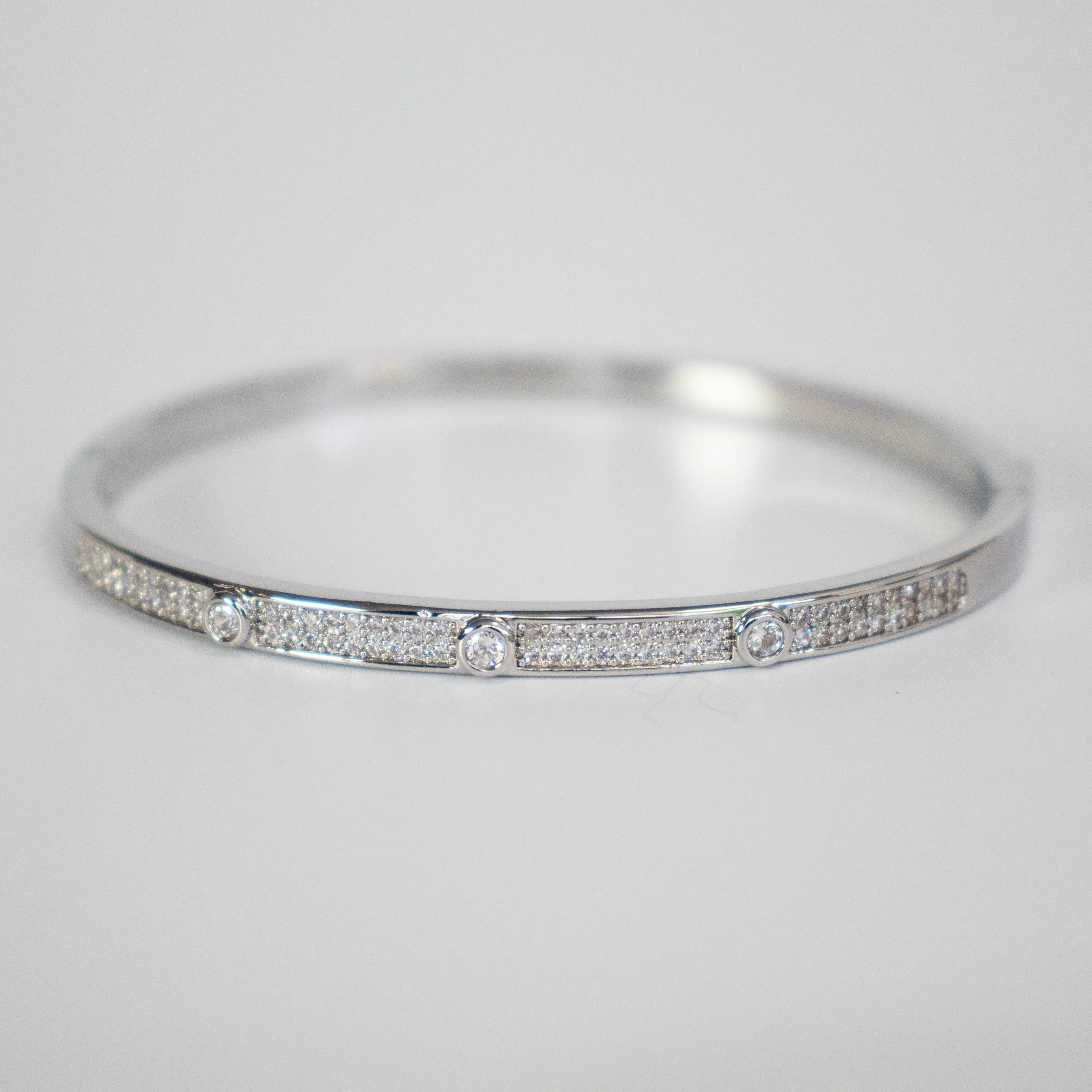 CZ Pave Bangle Bracelet - Gold or Silver