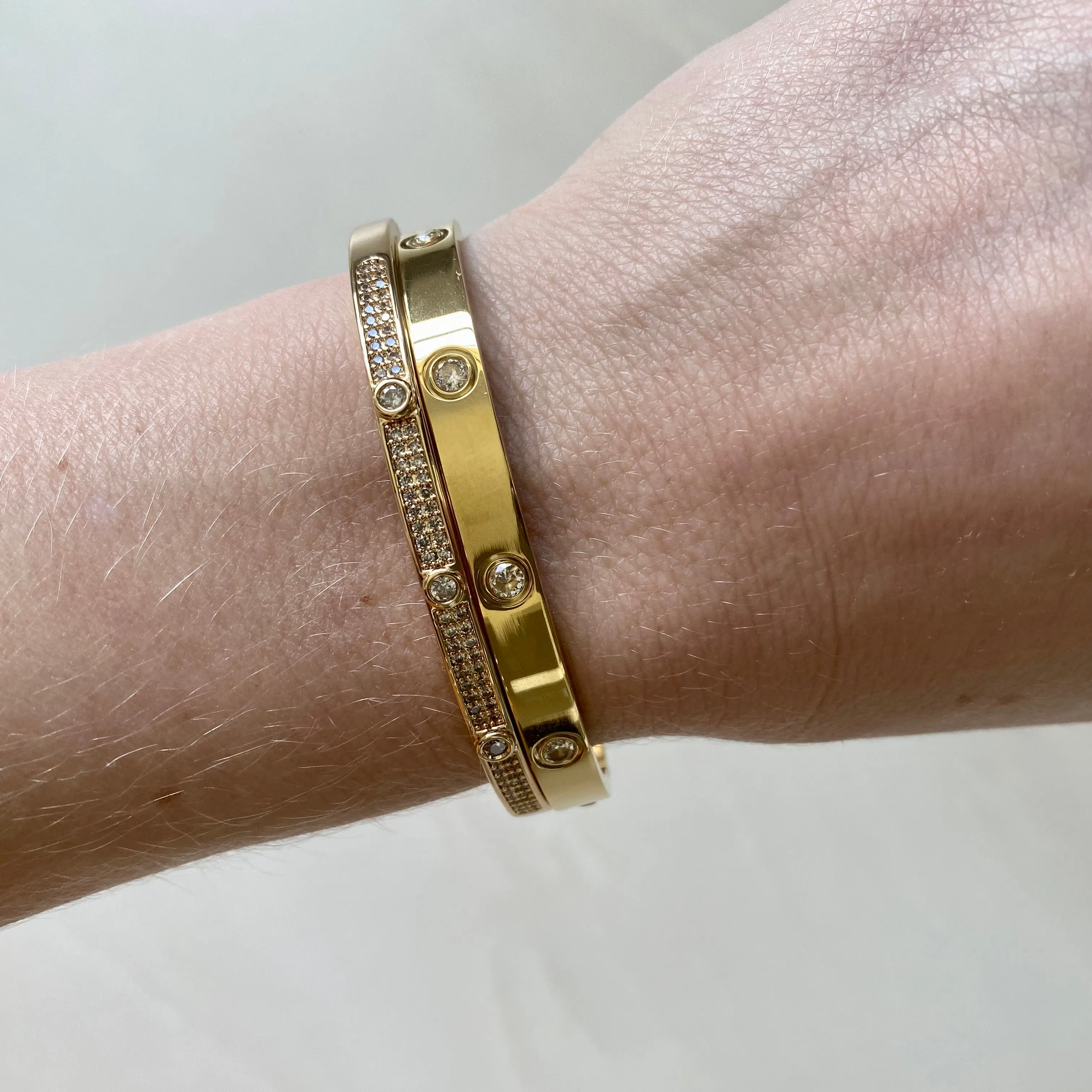 CZ Pave Bangle Bracelet - Gold or Silver