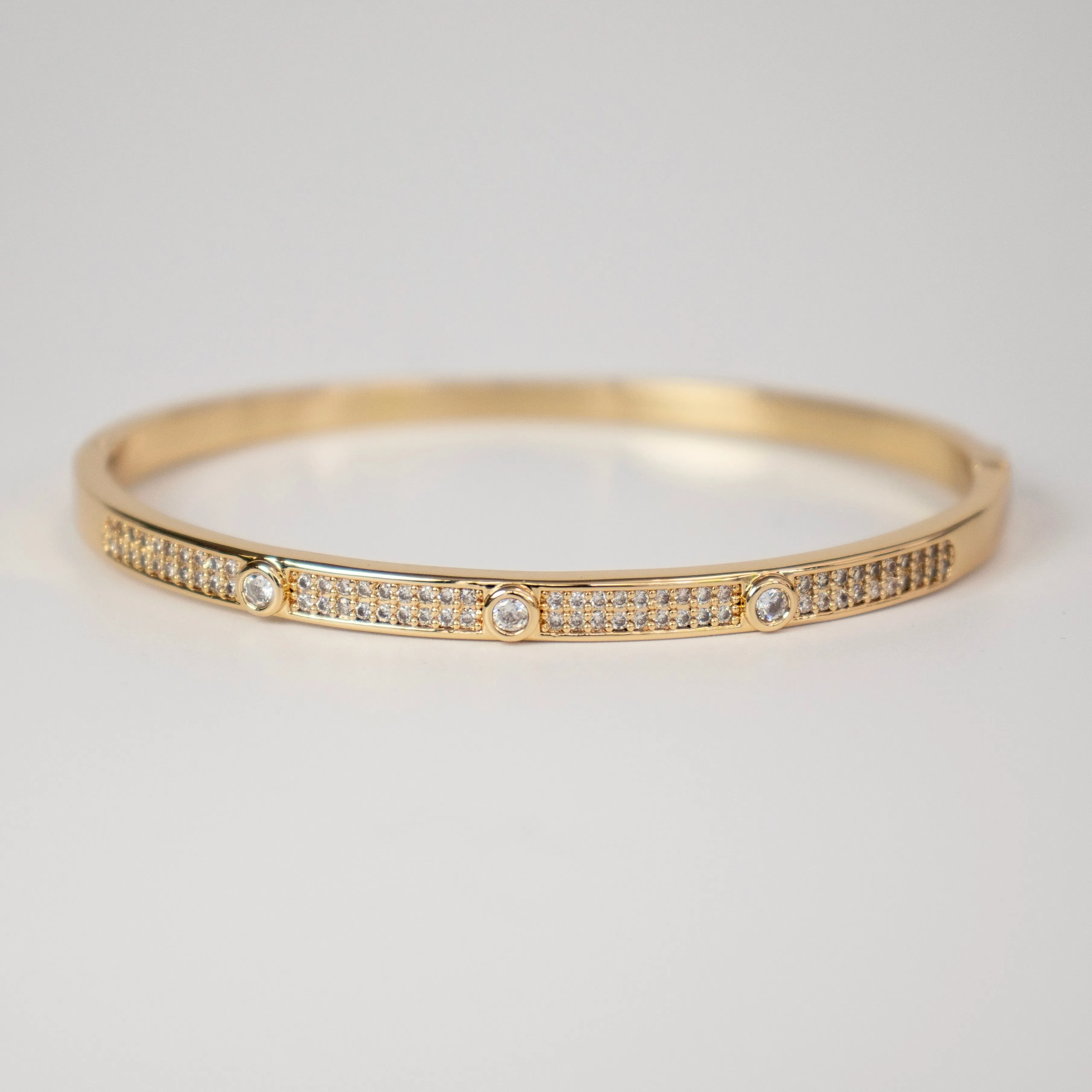CZ Pave Bangle Bracelet - Gold or Silver