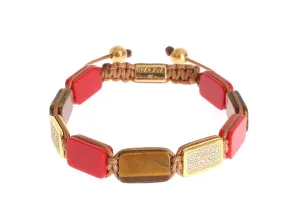 CZ Tiger Eye Coral Gold 925 Bracelet